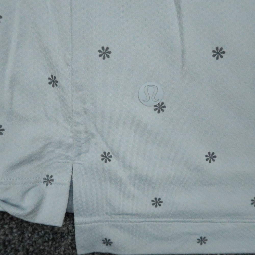 lululemon Shirt Mens Large Blue Snap Front Performance Polo Short Sleeve Golf - Picture 3 of 7